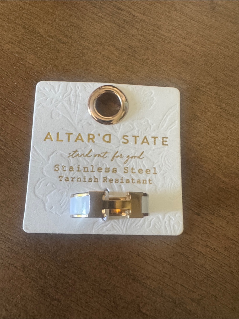 Altar'd State White and Gold Two-Tone Stainless Steel Ring - Size 6 - NWT